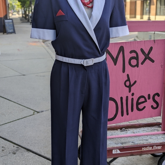 Vintage Caron Chicago Jumpsuit Red White Blue Summer - Picture 2 of 9